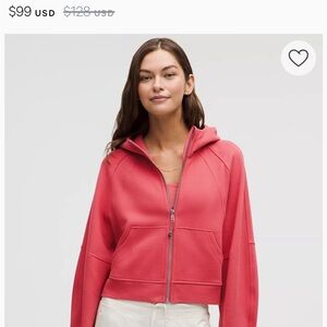 Lululemon Scuba Oversized Full-Zip Hoodie XS (Desert Red, looks Coral)